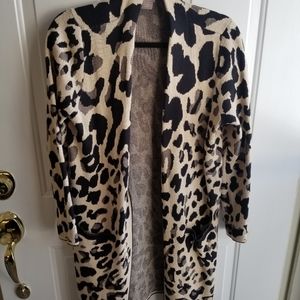 Animal print long cardigan sweater